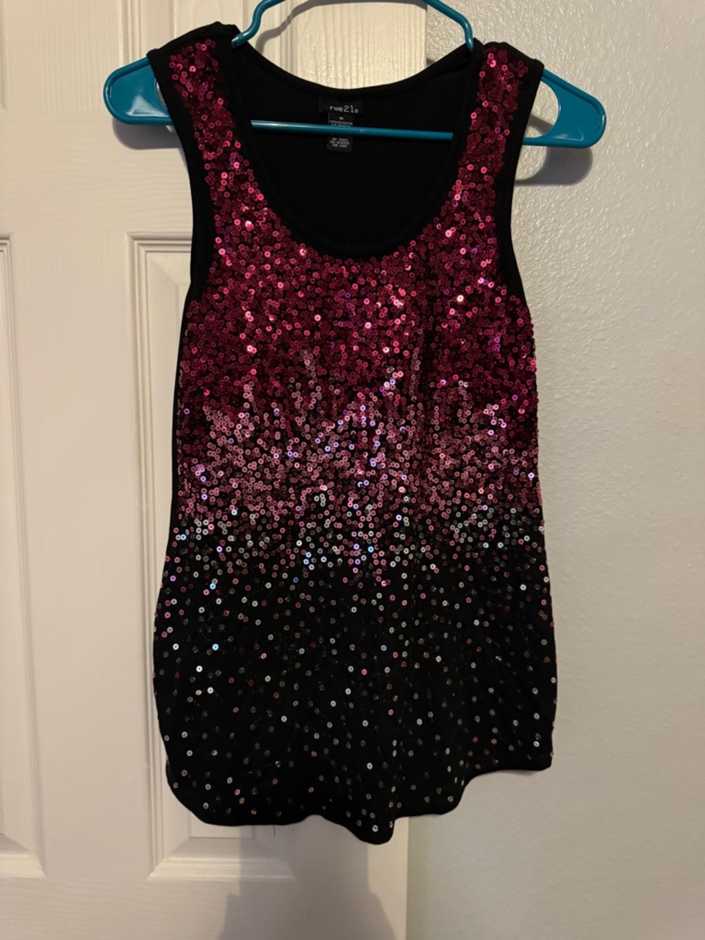 Rue21 Pink to Black Sequin Ombre Tank Top